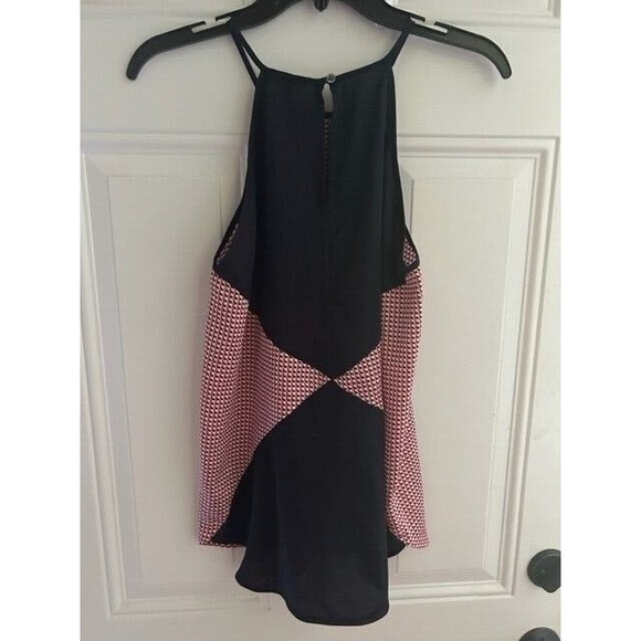 Ann Taylor Top Womens Size Small Red Black Sleeveless Halter Summer Button EUC - Picture 4 of 7
